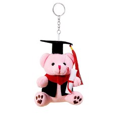 다다랜드 졸업 축하 학사모 곰돌이 키링, 18cm, 핑크, 1개