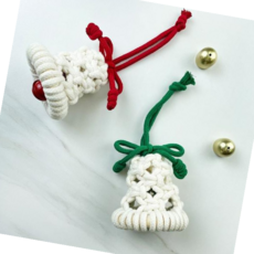 주물종 크리스마스 종 도어벨 마크라메 만들기 DIY 키트, 레드