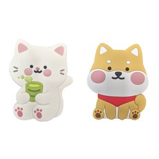 HS&D 휴대폰 실리콘 톡 거치대 1+1, 1개, 녹차냥이+시바견