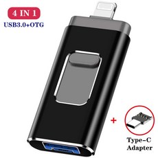 누본 휴대폰용 USB 플래시 드라이브 3 0 메모리 스틱 외부 저장 장치 안드 C 타입 4 인 1 256G 512G 128G, [01] 4GB, Black send Type C