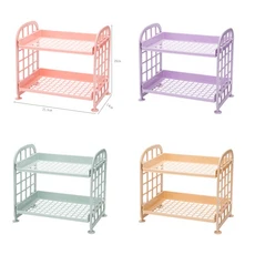 작은 더블 레이어 스토리지 랙 창의적인 중공 플라스틱 화장품 랙 데스크탑 마무리 주방 스토리지, 04 Random Color