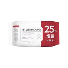 KOJIMA 寵物濕紙巾 無酒精植物萃取 銀離子配方 溫和不刺激 犬貓適用 增量版 (80+20片), 1個, 原味增量版（80+20片）, 1個裝