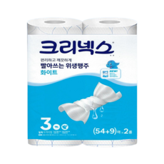 크리넥스 빨아쓰는 위생행주 화이트 (54+9)매 x 2롤/1팩, 1개, 2개입
