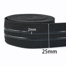 스포츠웨어 벨트 리본 비 슬립 실리콘 블랙 탄성 밴드 야외 의류 바느질 재료, 5. EB029-Black2-25mm / C. 4..., 1개