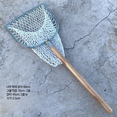 스테인리스 두꺼운 손잡이 뜰채 고급형 어망 호환, 5_오일 우드 60cm 이중 면사 메쉬