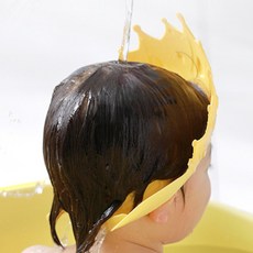 유아샤워캡 아기헤어캡 목욕 샴푸 어린이 머리감기기 왕관 눈보호 길이조절 고탄성, 옐로우, 1개