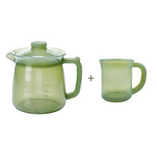 食品級矽膠量杯壺組 耐高低溫 微波爐適用, 綠色, 1個, 500壺 160ML杯
