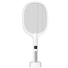 二合一數顯電蚊拍 高效滅蚊 數顯電量 長效續航 安全可靠, 白