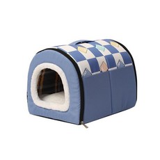 캠핑 실외 강아지 애견 개집 반려동물 방수 난방 캣하우스 반려견, s35 x 27 x 25cm, 1개, 블루 라지 체크