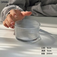 DFMEI 圓形錘紋玻璃碗水果沙拉碗家用兒童輔食碗甜品碗, 1個, 圓碗豎條:如圖