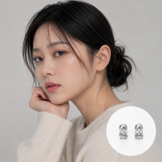 데일로엔 여성 써지컬 귀걸이 얇은 큐빅 라운드 기본 바벨 볼 피어싱 2p 세트