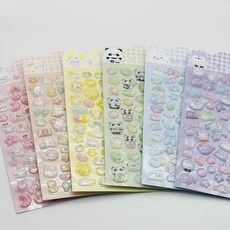 아윤 고퀄리티 유리알 광택 3D 입체 스티커 다꾸 폰꾸, 혼합색상, 6개