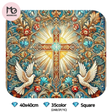 뭉시크 십자가 하얀 비둘기4040 사각 프리미엄 보석십자수, 1개, 40*40cm