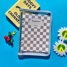 떨샵 해피니스 6공 포카바인더 + 속지30장 지퍼형 다이어리 A5 콜렉트북 포카북, 그레이, 1개