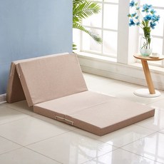 접이식 수면 매트 바닥 싱글 폴딩 거실 사무실 4단, 베이지