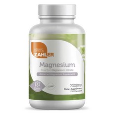 Zahler 生物活性檸檬酸鎂 200mg 膠囊, 1個, 250錠