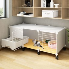 貓籠 貓別墅 貓咪籠子 貓屋 貓籠子家用 貓廁一體貓窩貓砂盆帶廁所貓屋不占地小戶型家用室內貓咪籠子, 1個