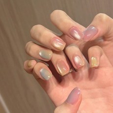 美甲貼片穿戴甲夏季甜酷風美甲片可拆卸貓咪星星蝴蝶結假指甲短款, 1個, BY1530星空變色:工具包款