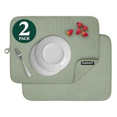 Cuisinart 주방 카운터용 접시 건조 매트 - (2) 45.7 x 61cm(18 24인치) 초흡수성 XL 접이식 세탁기 사용 가능 빠른, 지오스트라이프 세이지