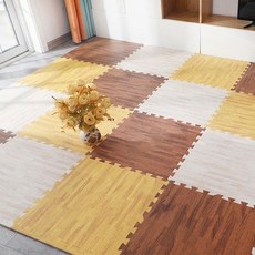 LAPINN 퍼즐 놀이방 조립매트 우드패턴 층간소음 완화 바닥매트 16장, 우드매트 그레이(31cmX31cm 16개)