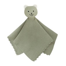 LAWKUL Bunny Lovey 아기 담요 부드럽고 껴안고 싶은 애착 니트 스너글 컴포트 신생아 남아 여아 블루 40.6x40.6cm16x16인치 262595, Green Bear