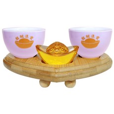 【168開運坊】供奉紫南宮金雞/供奉貔貅/虎爺 專用供杯*2 孟宗竹底座 特贈元寶, 1套, 火-粉色