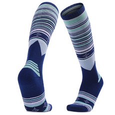 戶外機能羊毛滑雪襪 美利奴羊毛襪 加厚毛圈長筒襪 專業滑雪襪 保暖透氣 親膚高彈, 藍色, 1個