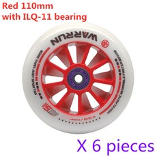 WARRUN 전문 인라인 스피드 스케이팅 휠 블랙 블루 레드 ILQ-11 608rs 레이스 베어링 6/8 휠 90mm 100mm 110mm 85A, 03 6 Red 110mm ILQ11