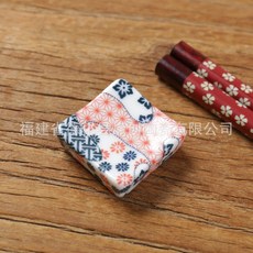 日系文創 古風方形筷架 陶瓷, 1個, 萬花梅