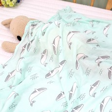 2겹 거즈 블랭킷/극세사담요/어린이집낮잠이불/유모차이불/무릎담요/애착이불, 고래