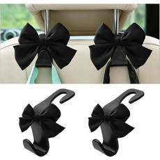 TNAIYH 2PCS 카시트 헤드레스트 후크 핸드백 엄브렐러 코트용 귀여운 보우 차량 뒷좌석 보관 행거 자동차 시트 백 훅 홀더 정리 장식 차량용 유니버설블랙, Black