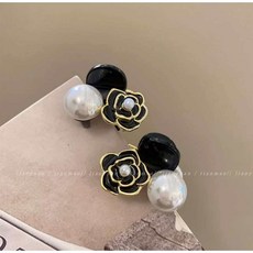 高級感法式復古山茶花珍珠髮夾 瀏海夾 側邊夾 優雅耐用髮飾 (黑/白)