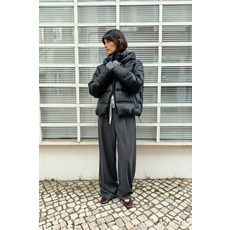 ZARA 페이크 레더 워터프루프 바람막이 패딩 아노락 - 블랙 3046/233/800 494116756