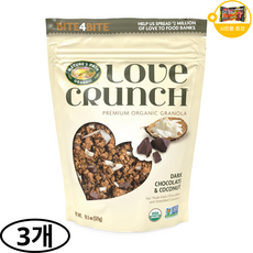 네이쳐스 패스 러브 크런치 프리미엄 오가닉 그래놀라 다크 초콜릿 앤 코코넛 사은품 추가증정, 3개, 325g