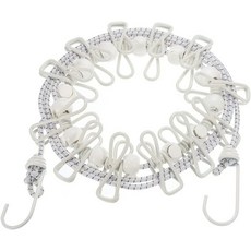 uxcell 여행용 빨랫줄 12개의 빨랫핀이 달린 휴대용 1.85M6.07피트 방풍 신축성 탄력 세탁용 뒷마당 호텔 캠핑 실내외용 흰색, White