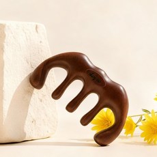 로그로 나무 두피 괄사 마사지기, 갈색, 1개