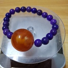 玉化藍紫舒俱來蜜蠟手串 8mm珠徑 精選玉石 彈性繩設計, 1個