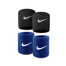 나이키 스우시 손목밴드 혼합, 블랙+블루, 4개