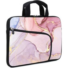노트북 슬리브 14 15.4 15.6 크롬북 케이스 PC 메신저백 태블릿 네오프렌 손잡이 남성용 두 개의 포켓 마블, Pink Marble