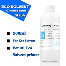 Eco 솔벤트 잉크 클리닝 용액 엡손 L1800 DX5 DX7 TX800 XP600 미마키 JV3 JV33 JV34 CJV5 롤랜드용 500ml, 01 cleaning solution