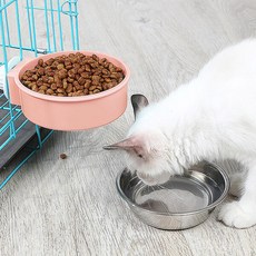 아트박스/위드마켓 반려동물 케이지 고정 식기(16x5cm) (핑크), 1개