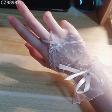 日系洛麗塔蕾絲花邊防曬遮疤袖套仙女甜美公主風百搭長款手套夏季
