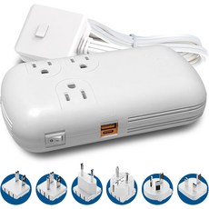 셉틱스 여행용 전압 변환기 200W 220V를 110V로 변환하여 컬링 아이언 헤어 스트레이트너 충전기용 강하 세계용 전원 플러그 4개 USB PD 18W 고속 충전 포함 SW, World Set 300W (6 SWadAPt Plug