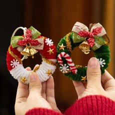 臺灣*出貨 創意扭扭棒聖誕花環diy手工材料包自制聖誕花環成品花送親朋好友, 聖誕圓環diy材料包【二份】, 1個