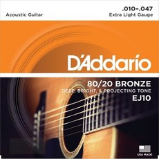 DAddario 民謠吉他弦 EJ10 80/20 Bronze 鋼弦 Acoustic 美國品牌, 1個, EJ11 - 12-53 - 黃銅