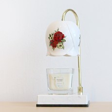 [국내생산] 플라워패턴 세라믹 캔들워머 단품 (캔들미포함), 플라워 워머 로즈, 스몰