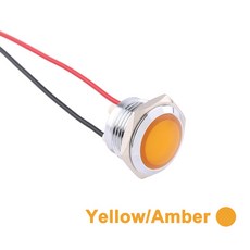 1PC 12mm 16mm 19mm 22mm 방수 금속 구형 원형 패널 표시 등 전선 LED 빨간색 호박색 파란색 녹색 흰색 6V, [00] 12mm, [01] 12-24V