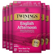 Twinings 오렌지 & 시나몬 스파이스 허브 티 개별 포장된 백 20개(1팩) 천연 카페인 프리 뜨겁거나 차갑게 즐기기 티백 20개 154934, 잉글리시 애프터눈, 20개(6개입)