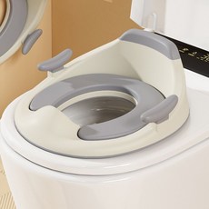 智能馬桶嬰兒童坐便圈男女寶寶專用坐便器大號小孩厠所坐墊蓋便盆, 一體包膠灰色-馬桶圈-適合智能+普通馬桶