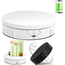 Qinmay 360도 전기 회전 디스플레이 스탠드 배터리USB 전원 공급 장치 사진 촬영 제품 전시용 흰색 5.7인치하중 22파운드